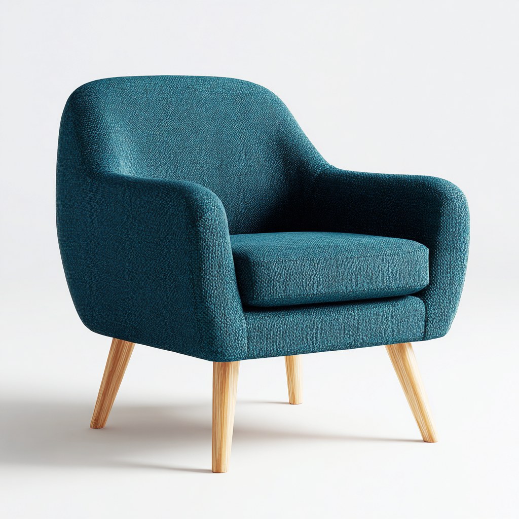 Poltrona in tessuto e legno 70x65x80 cm - blu petrolio - design moderno-Sereneete