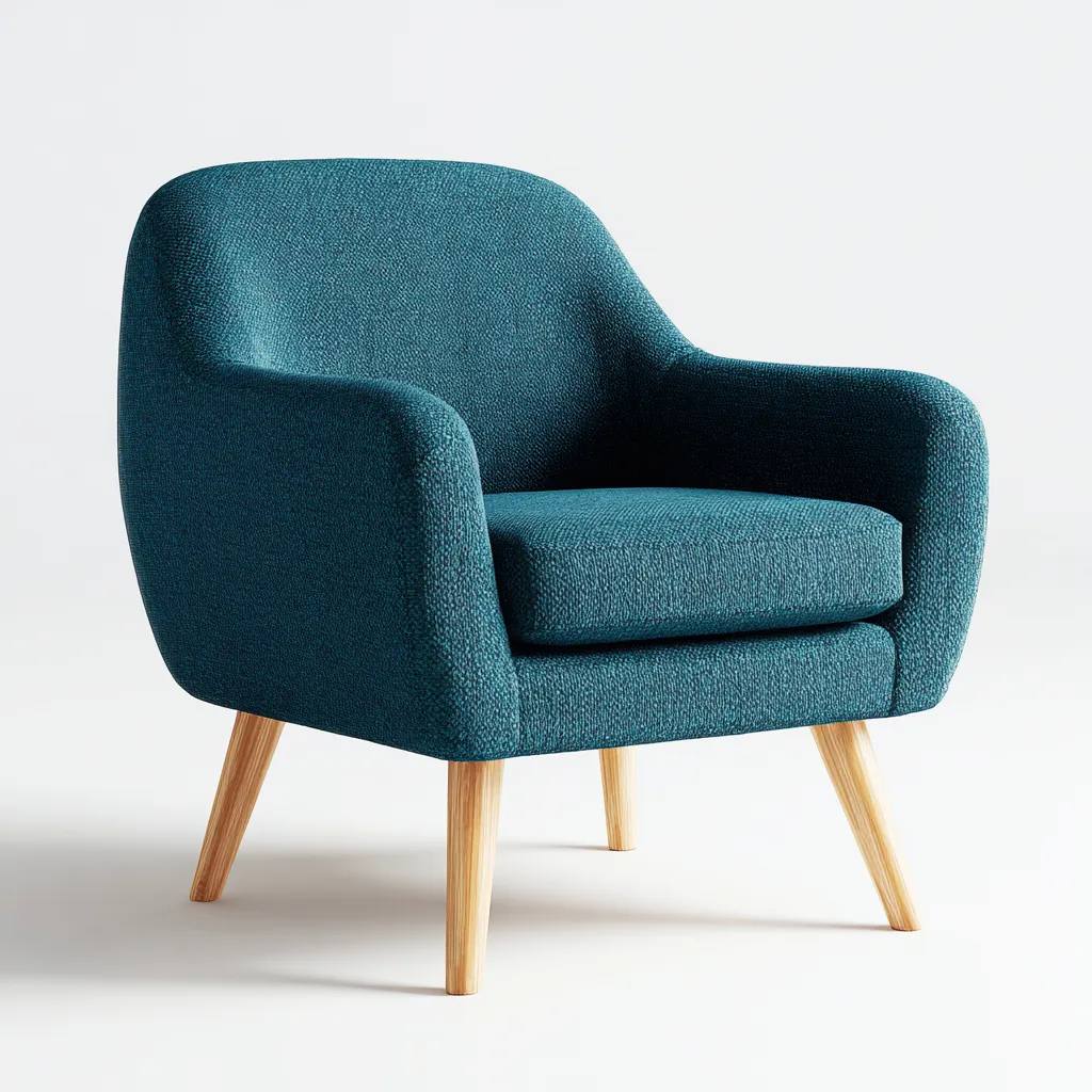 Poltrona in tessuto e legno 70x65x80 cm - blu petrolio - design moderno-Sereneete