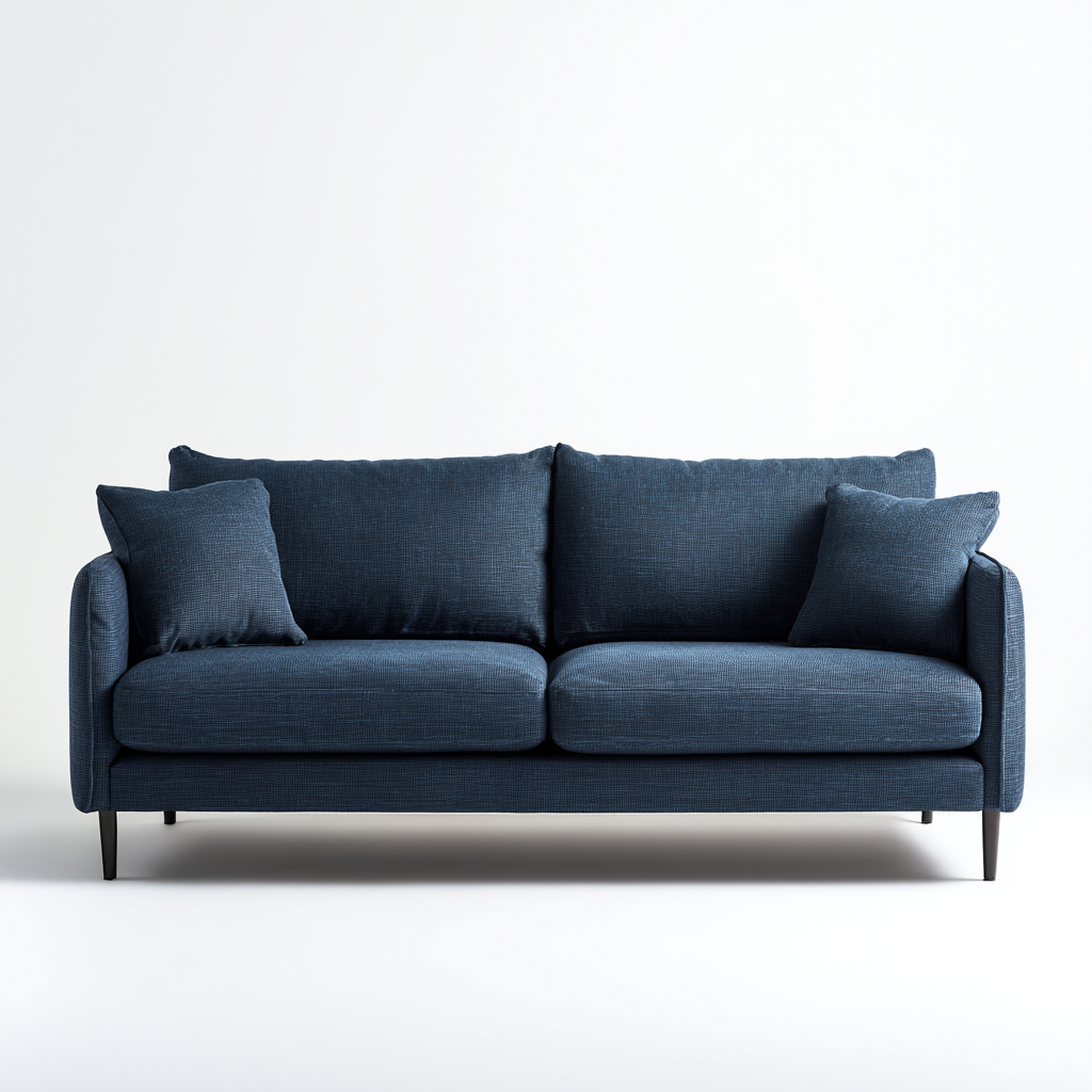 Divano lineare tessuto 200x90x85 cm - blu scuro - moderno-Sereneete