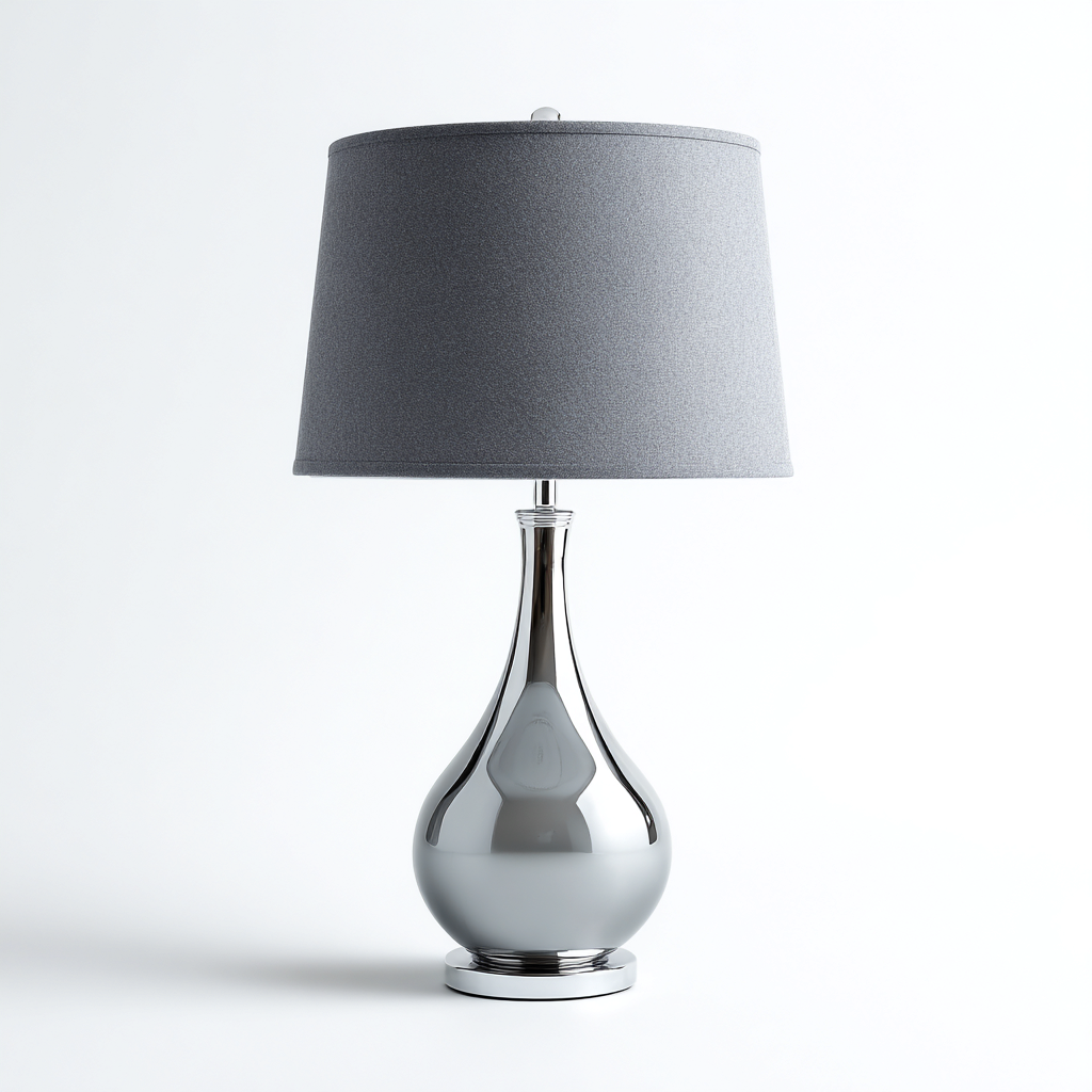 Lampada da tavolo in metallo e tessuto 30x30x55 cm - grigio-cromo - stile moderno-Sereneete