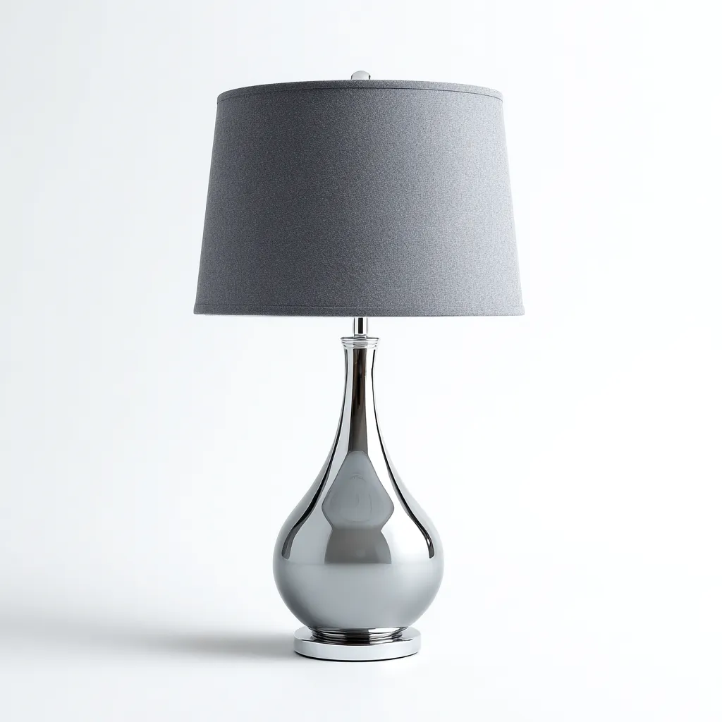 Lampada da tavolo in metallo e tessuto 30x30x55 cm - grigio-cromo - stile moderno-Sereneete