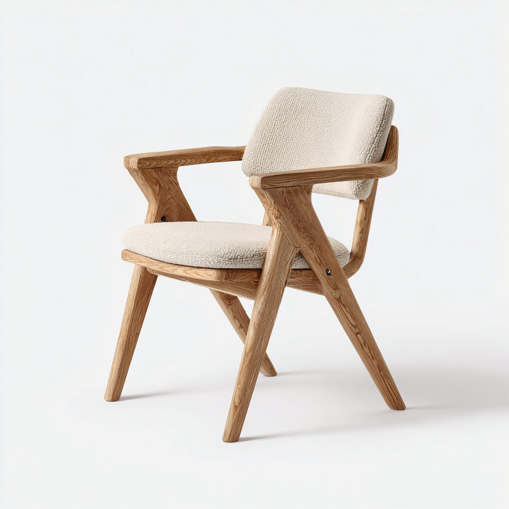 Sedia da pranzo legno massello e tessuto 55x55x80 cm - beige e rovere naturale - stile nordico moderno-Sereneete