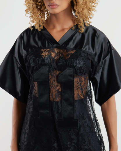 Women V-neck Splicing Printed Hollow Casual Top