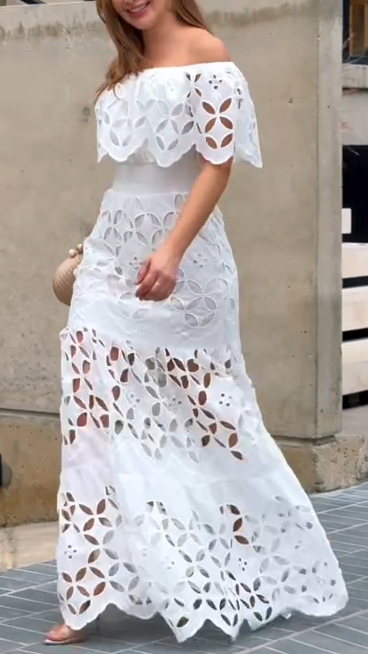 Women's One-shoulder Hollow Stitching Elegant Dress