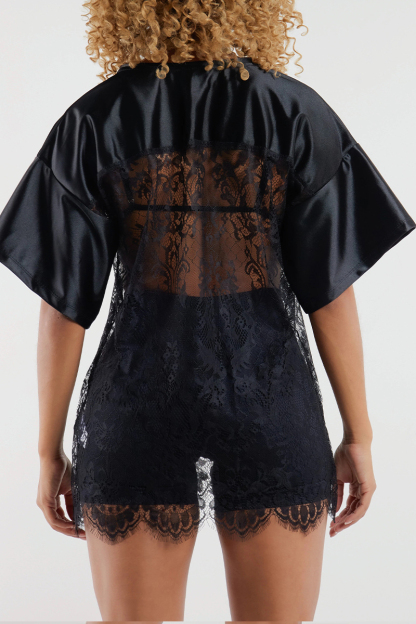 Women V-neck Splicing Printed Hollow Casual Top