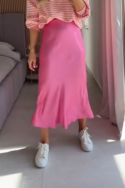 Women's Casual Comfortable Solid Color Satin Skirt