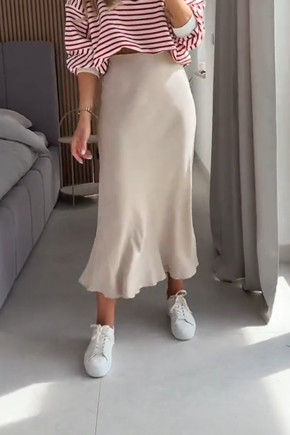 Women's Casual Comfortable Solid Color Satin Skirt