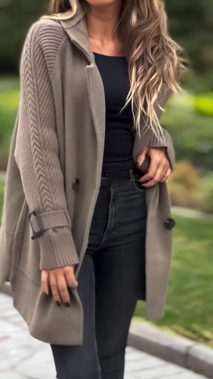 Ladies Collar Splicing Temperament Casual Coat