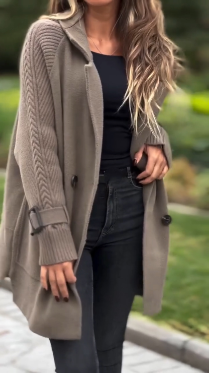 Ladies Collar Splicing Temperament Casual Coat