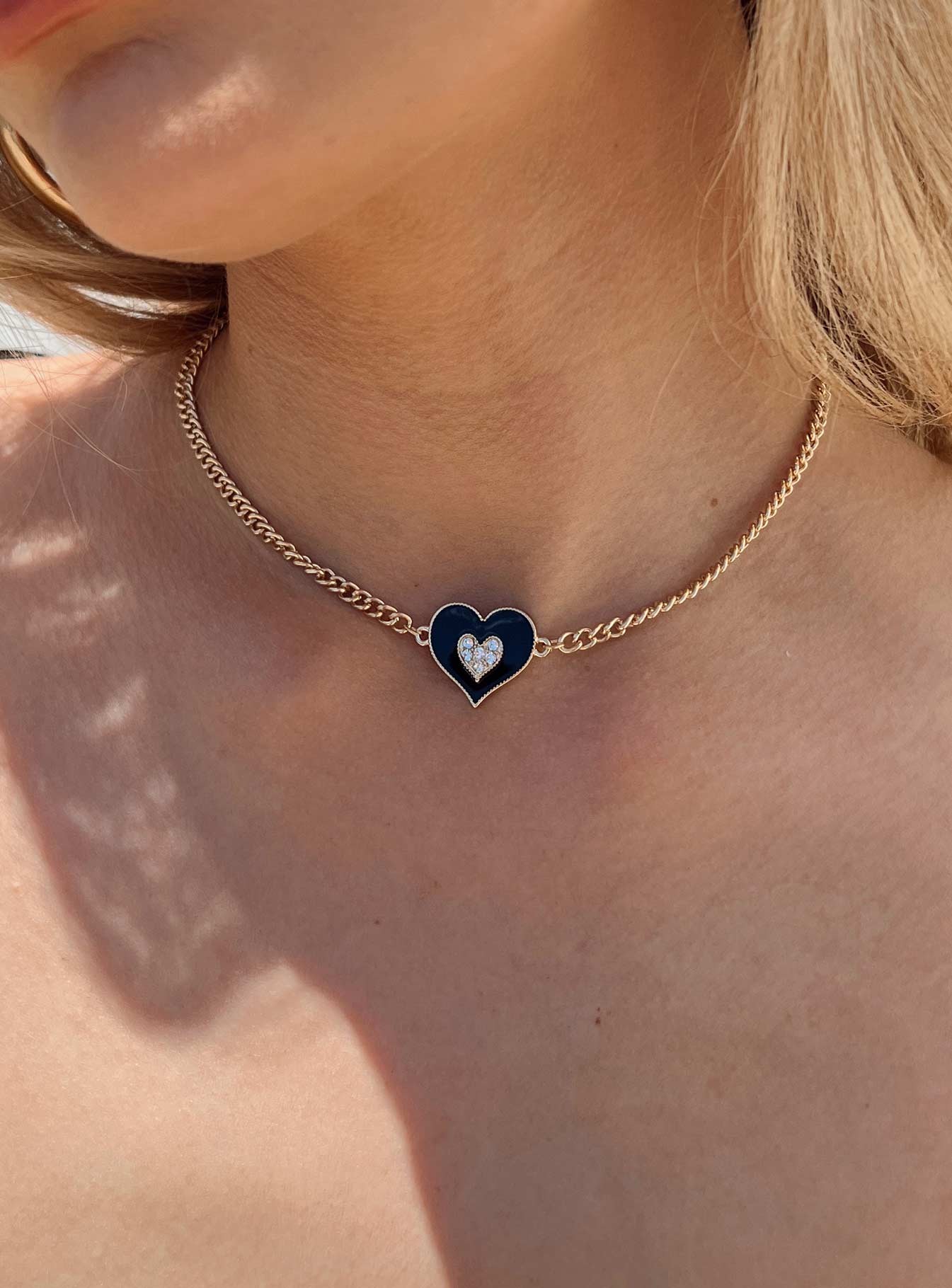 Dalma Heart Necklace Gold / Black-Vipp Girl