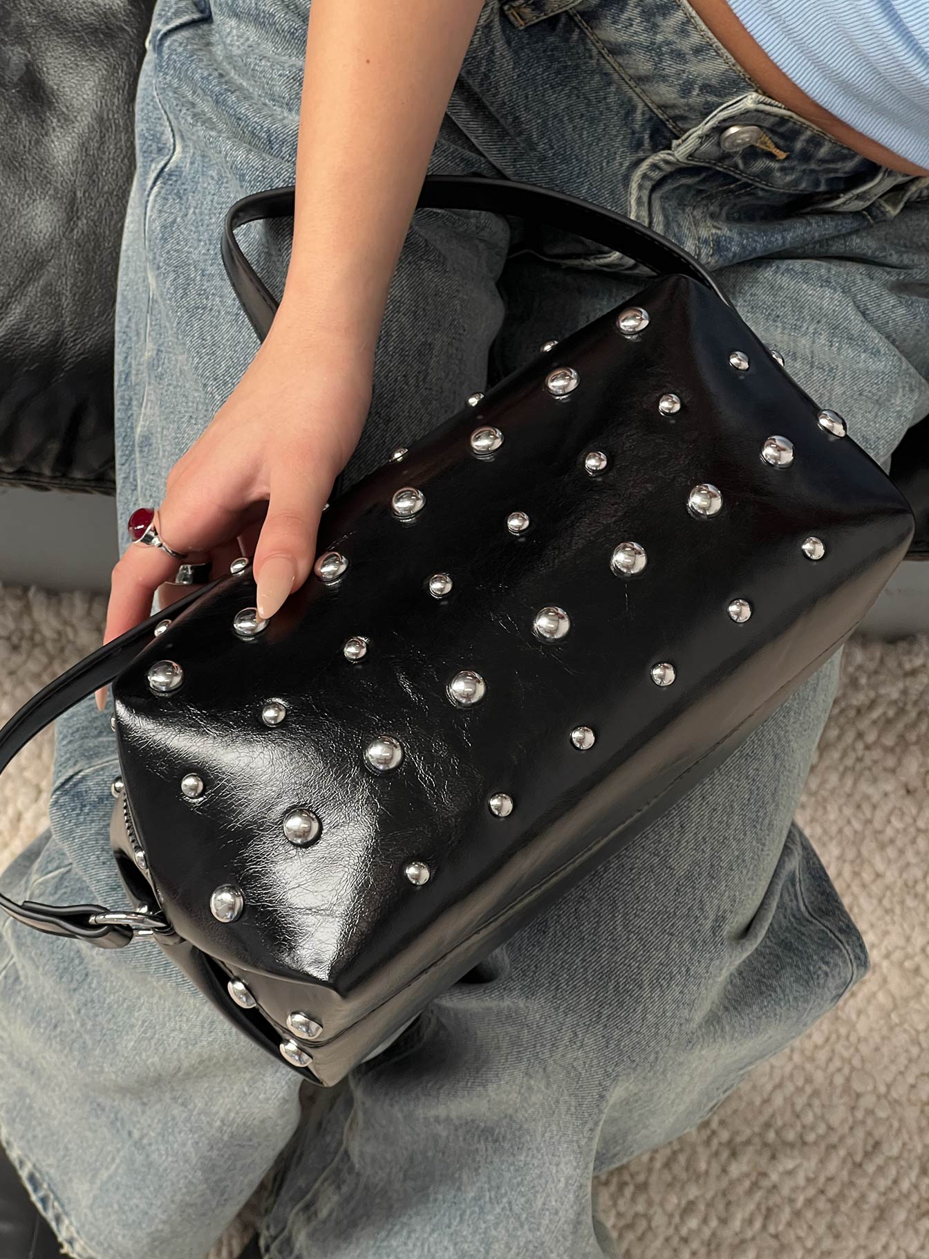 Layton Studded Shoulder Back Black-Vipp Girl