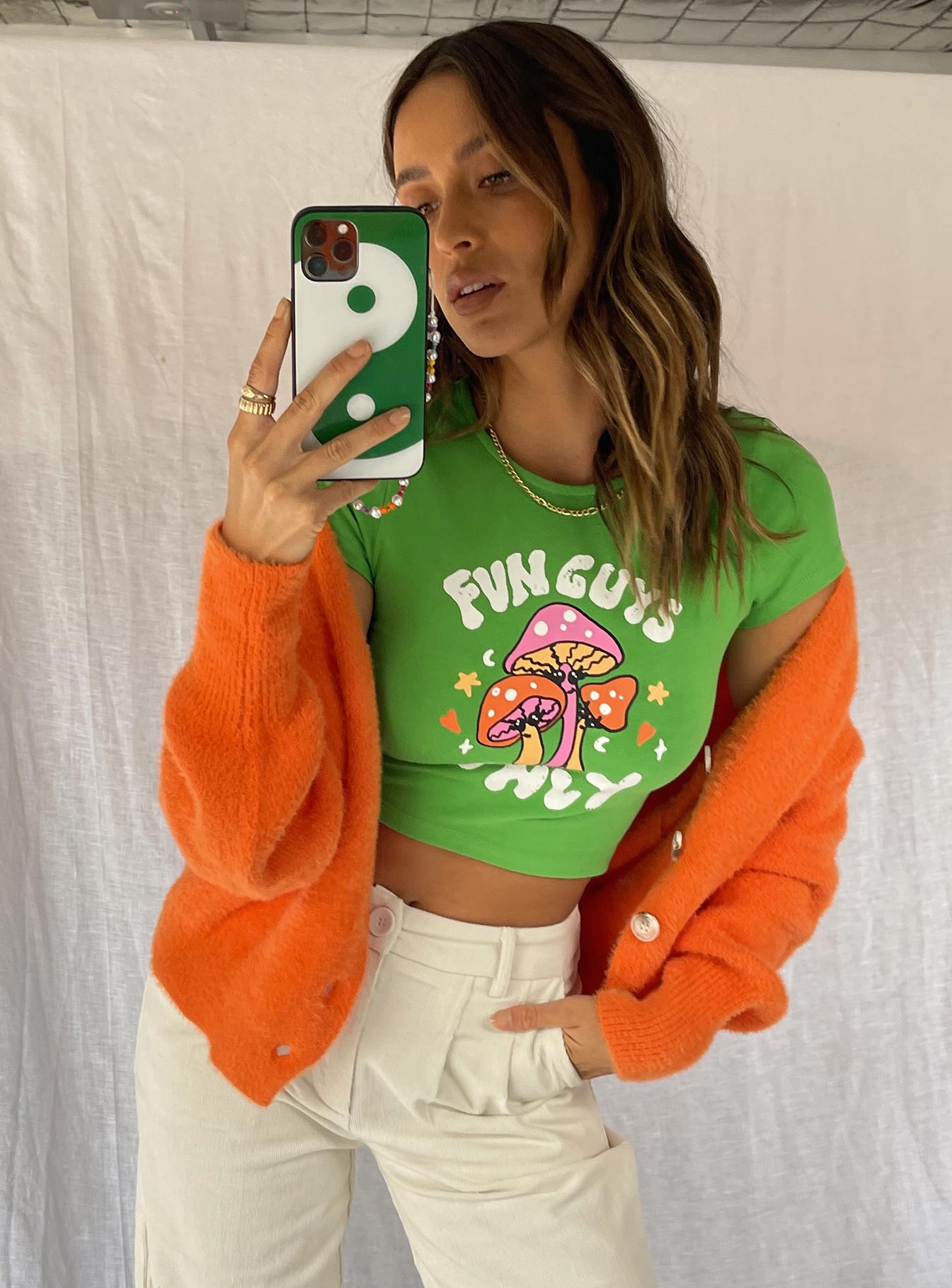 Fun Guys Only Cropped Tee Green-Vipp Girl