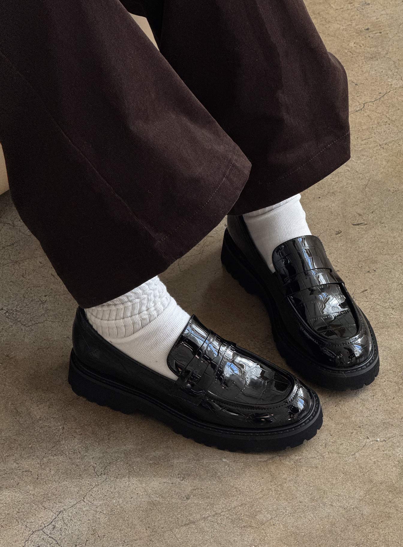 Face The Wind Faux Leather Loafers Black-Vipp Girl