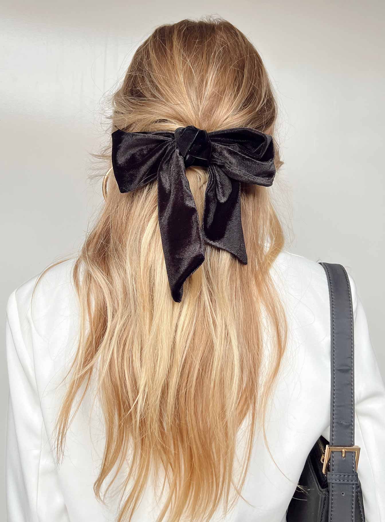 Dover Velvet Bow Hair Clip Black-Vipp Girl