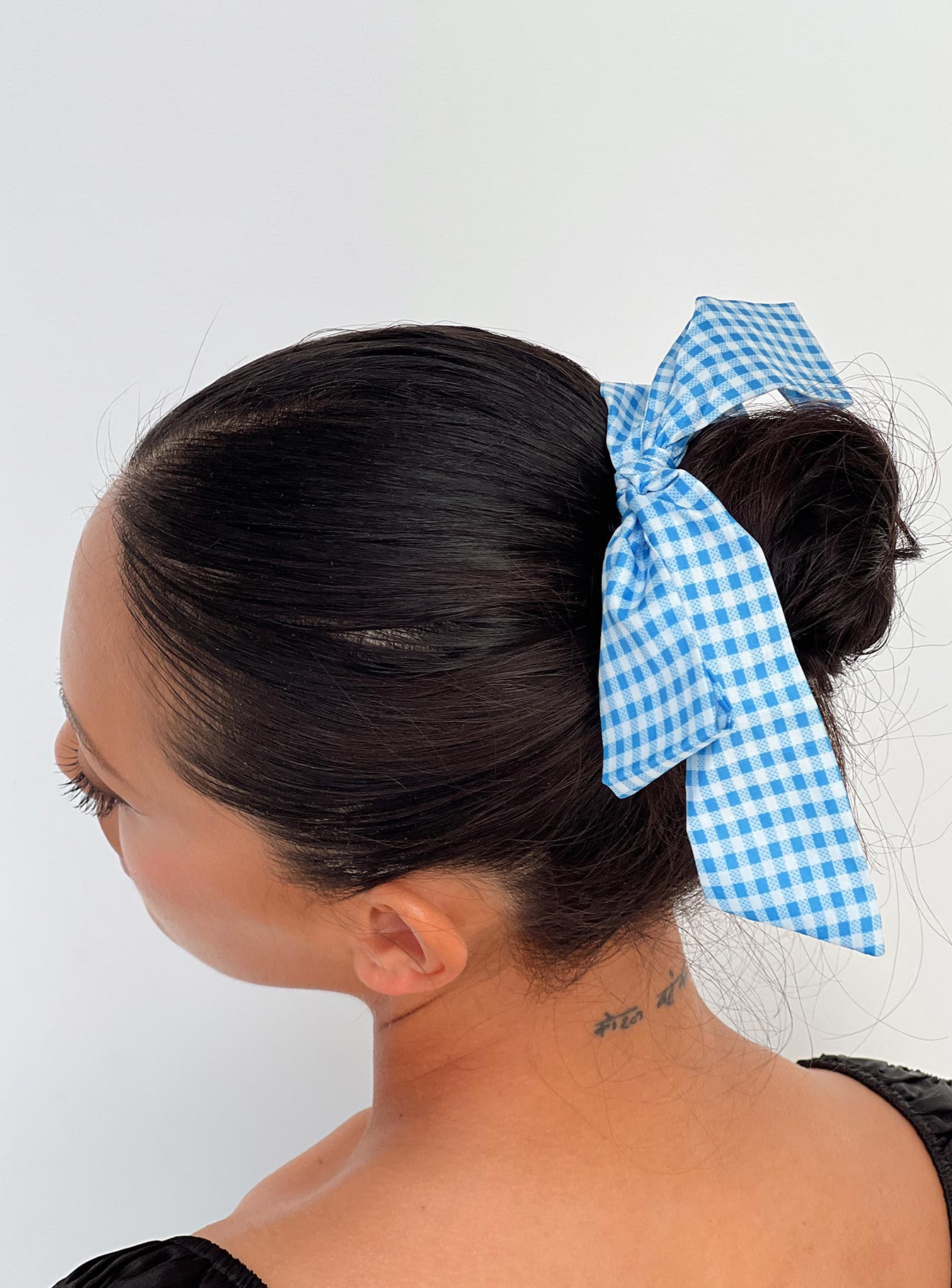 Messa Bow Scrunchie Gingham Blue-Vipp Girl