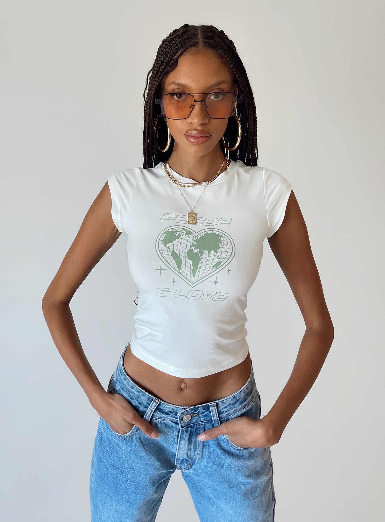 Peace and Love Longline Tee White-Vipp Girl