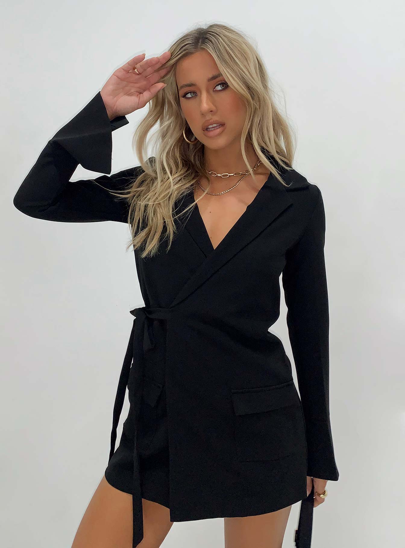 Kyah Wrap Blazer Dress Black-Vipp Girl