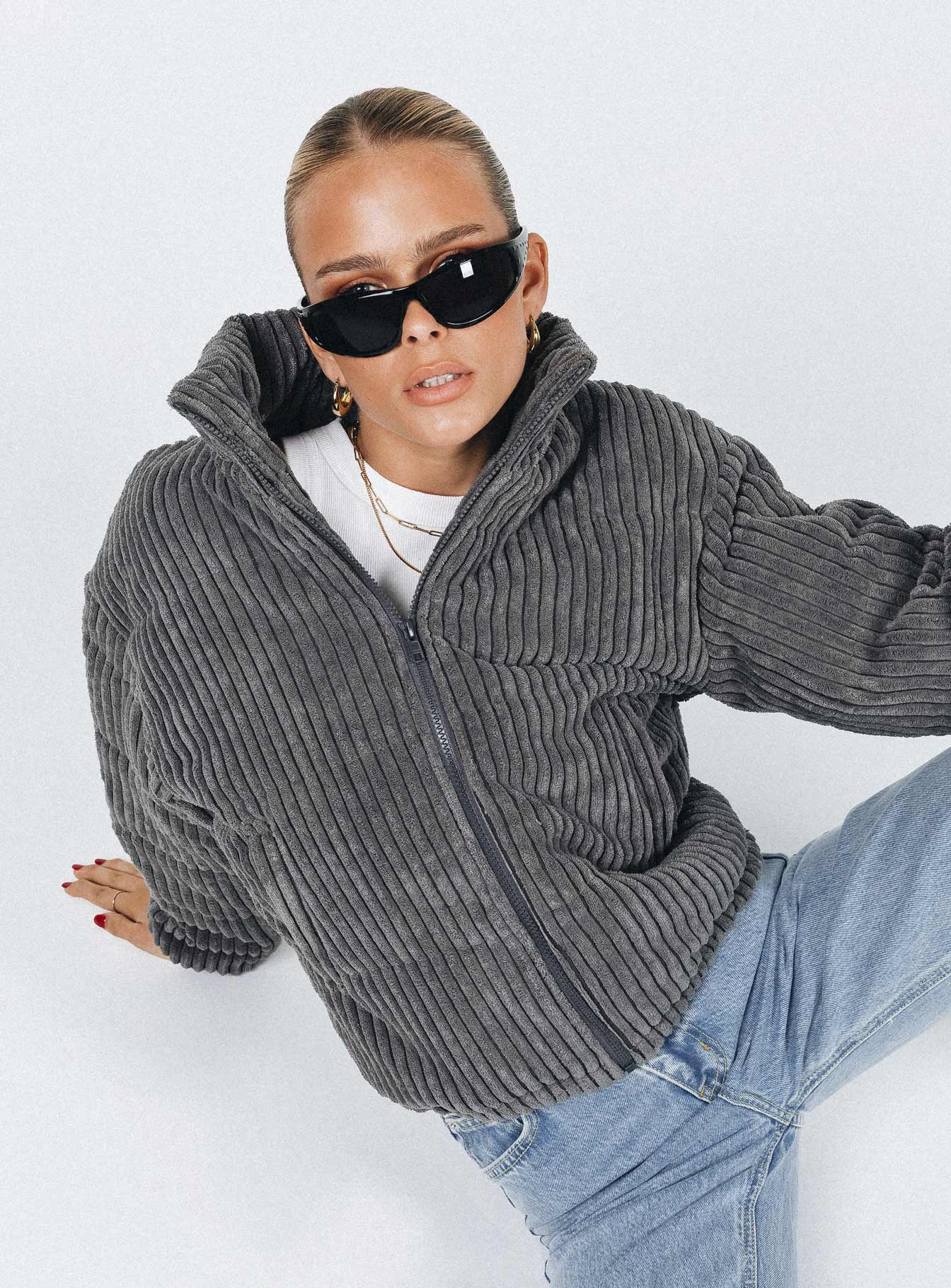 Benli Cord Puffer Jacket Slate-Vipp Girl