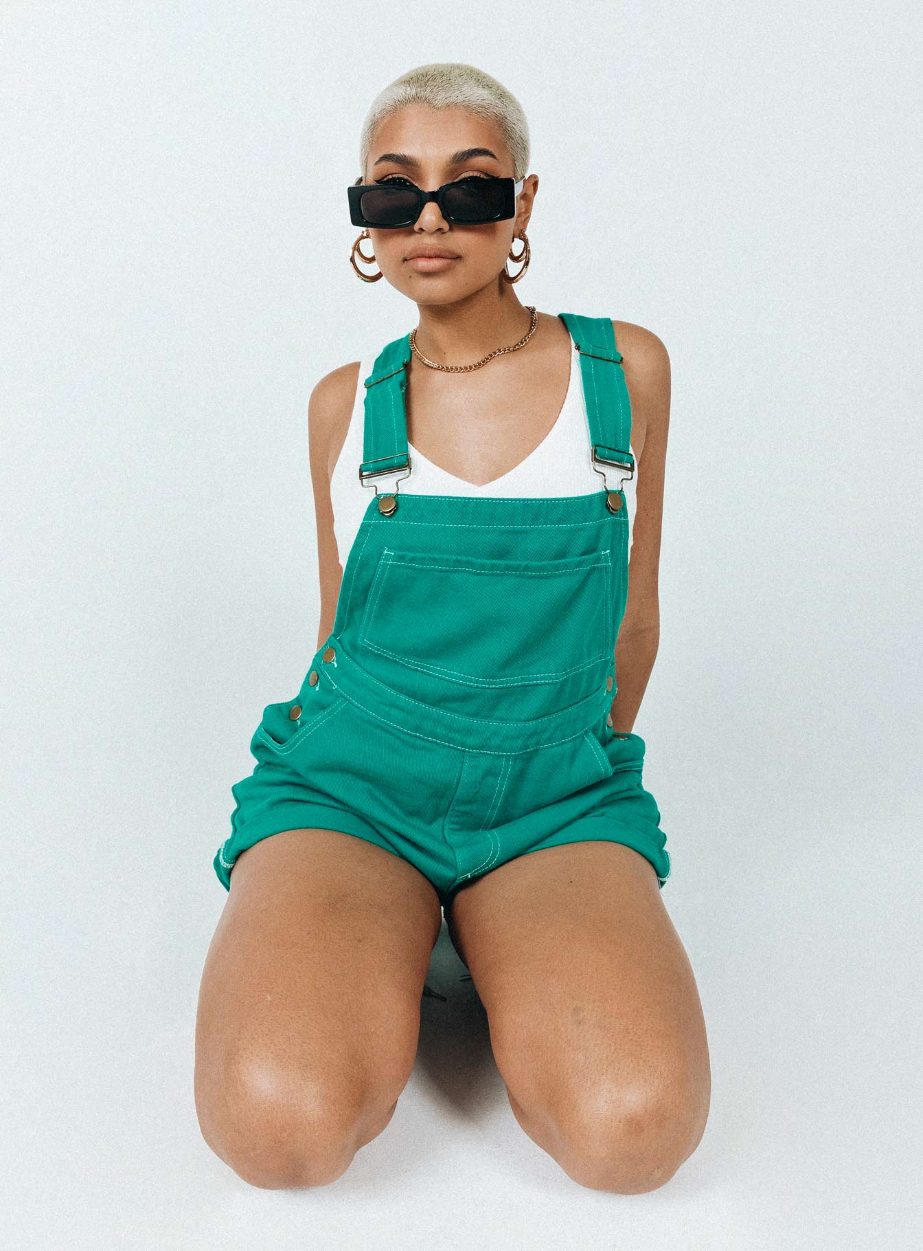 Kacey Short Overalls Denim Green-Vipp Girl