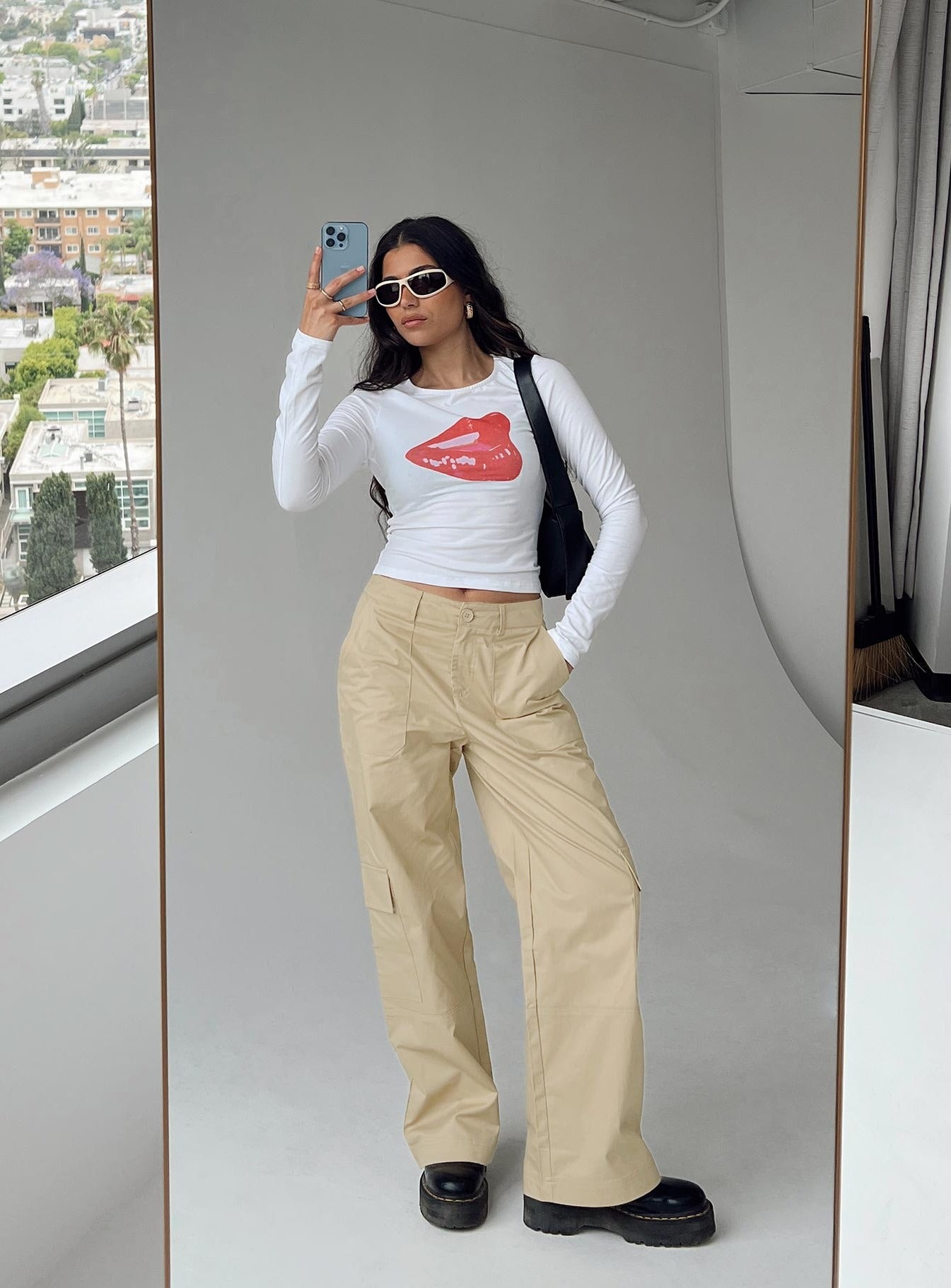 Luna Mid Rise Cargo Pants Beige Petite-Vipp Girl