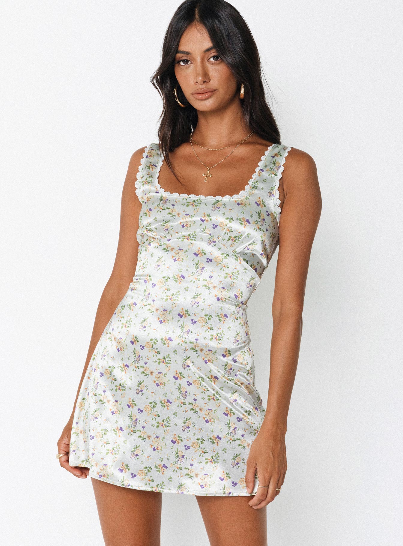 Berlin Satin Mini Dress White-Vipp Girl