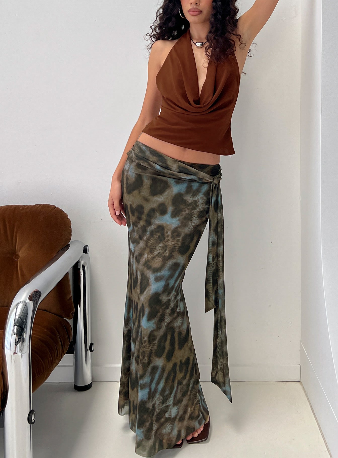 Caviar Tie Maxi Skirt Leopard-Vipp Girl