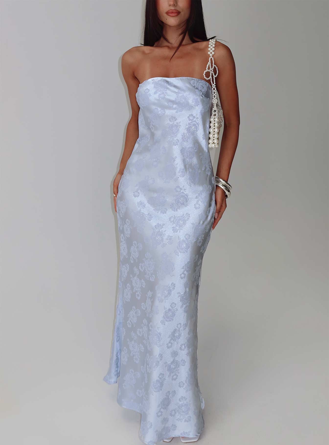 Haley Maxi Dress Blue Jacquard-Vipp Girl