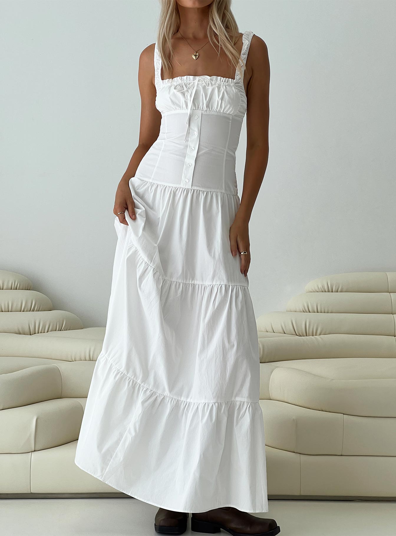 Heart Shaped Maxi Dress White-Vipp Girl