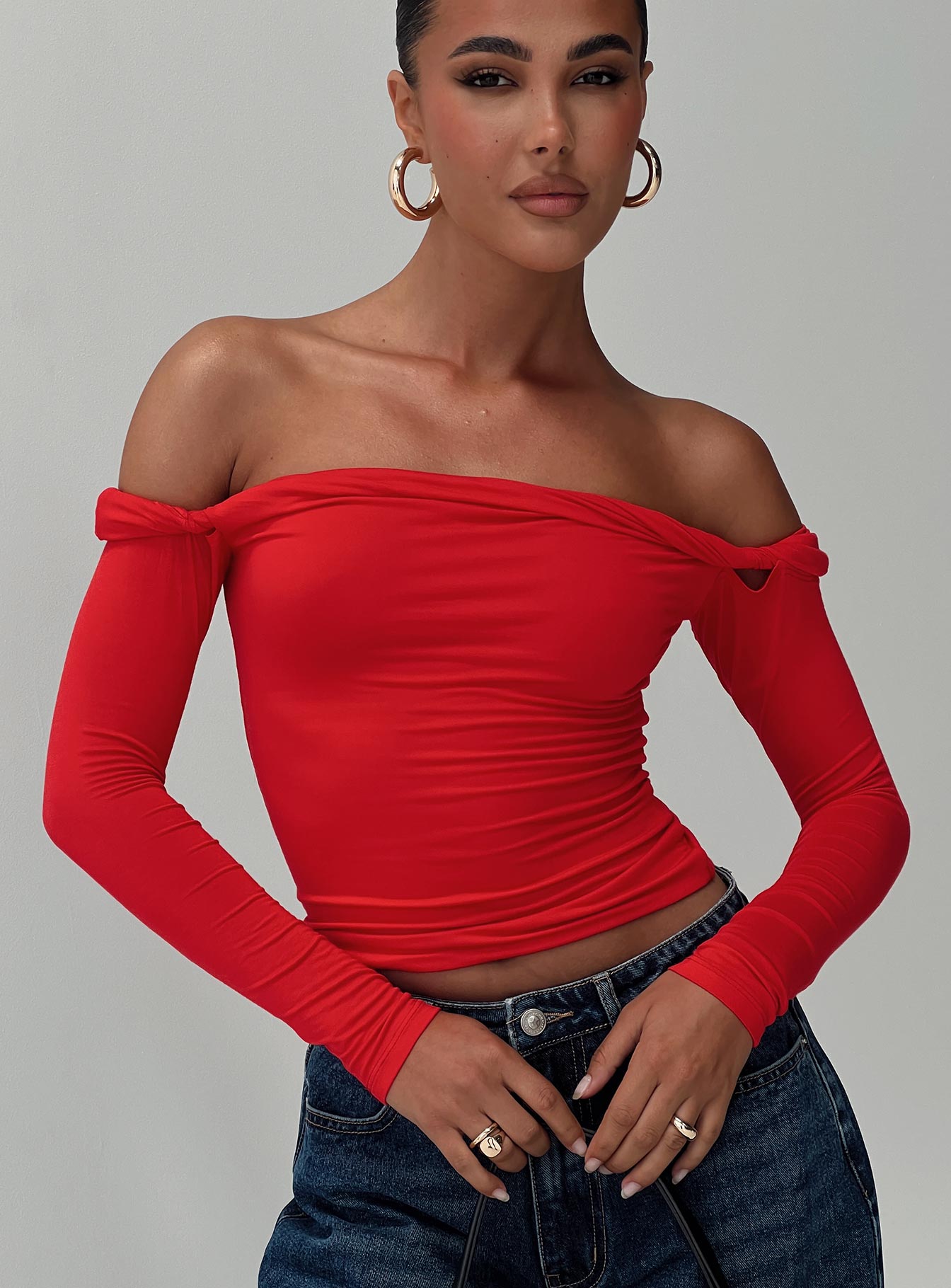 Dusky Long Sleeve Top Red-Vipp Girl