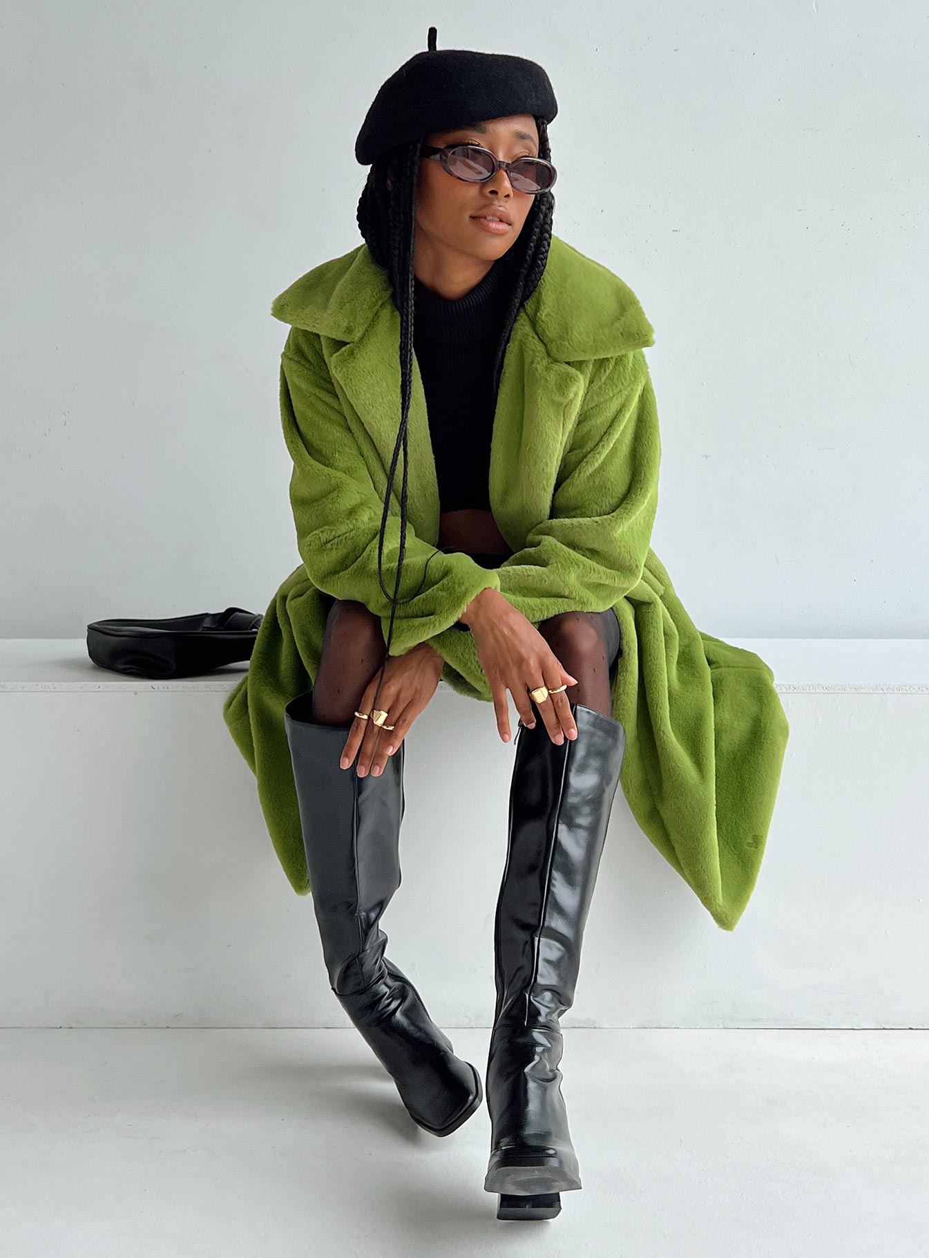 Bruce Faux Fur Coat Green-Vipp Girl