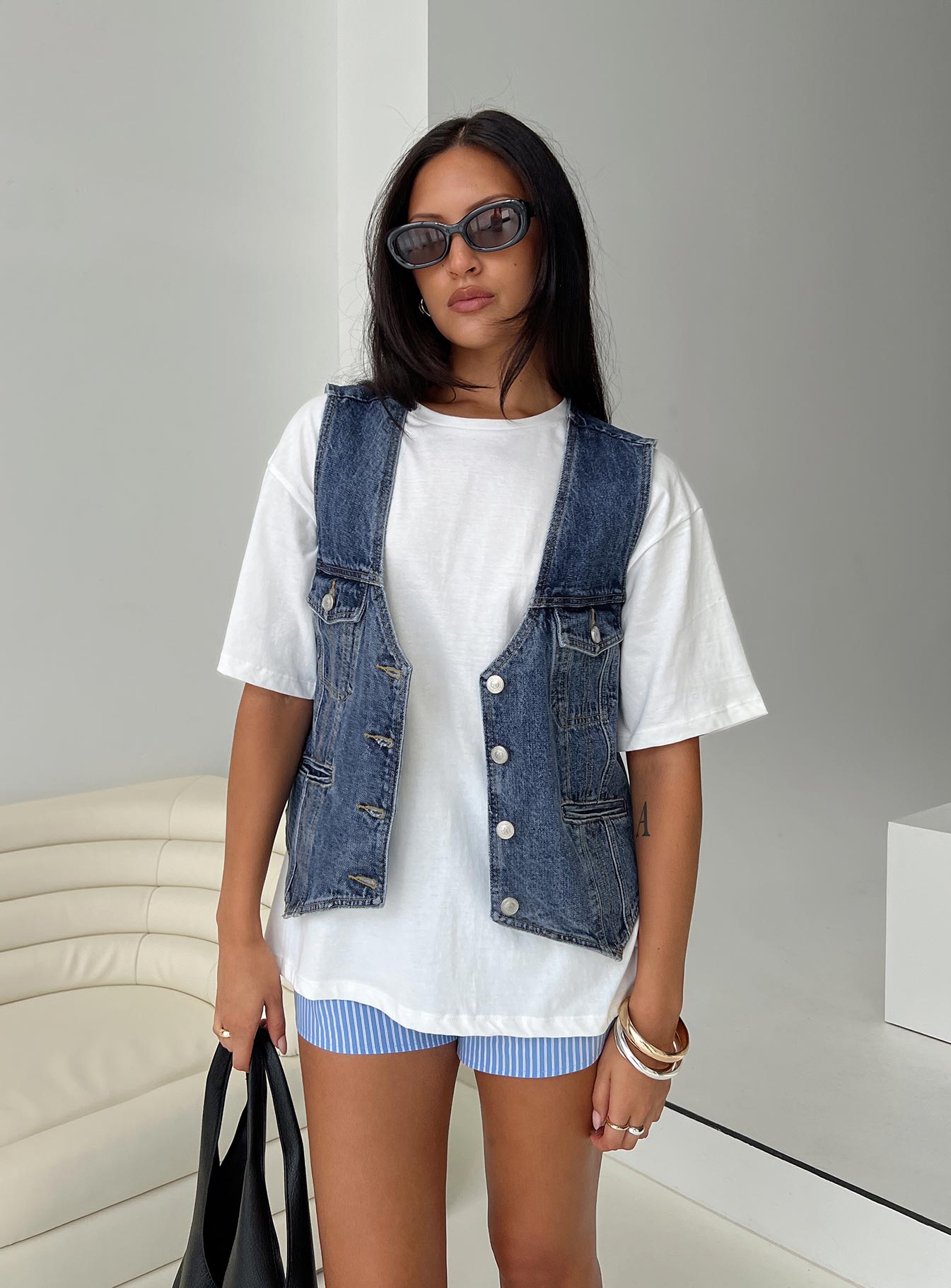 Neils Oversized Denim Vest Denim-Vipp Girl