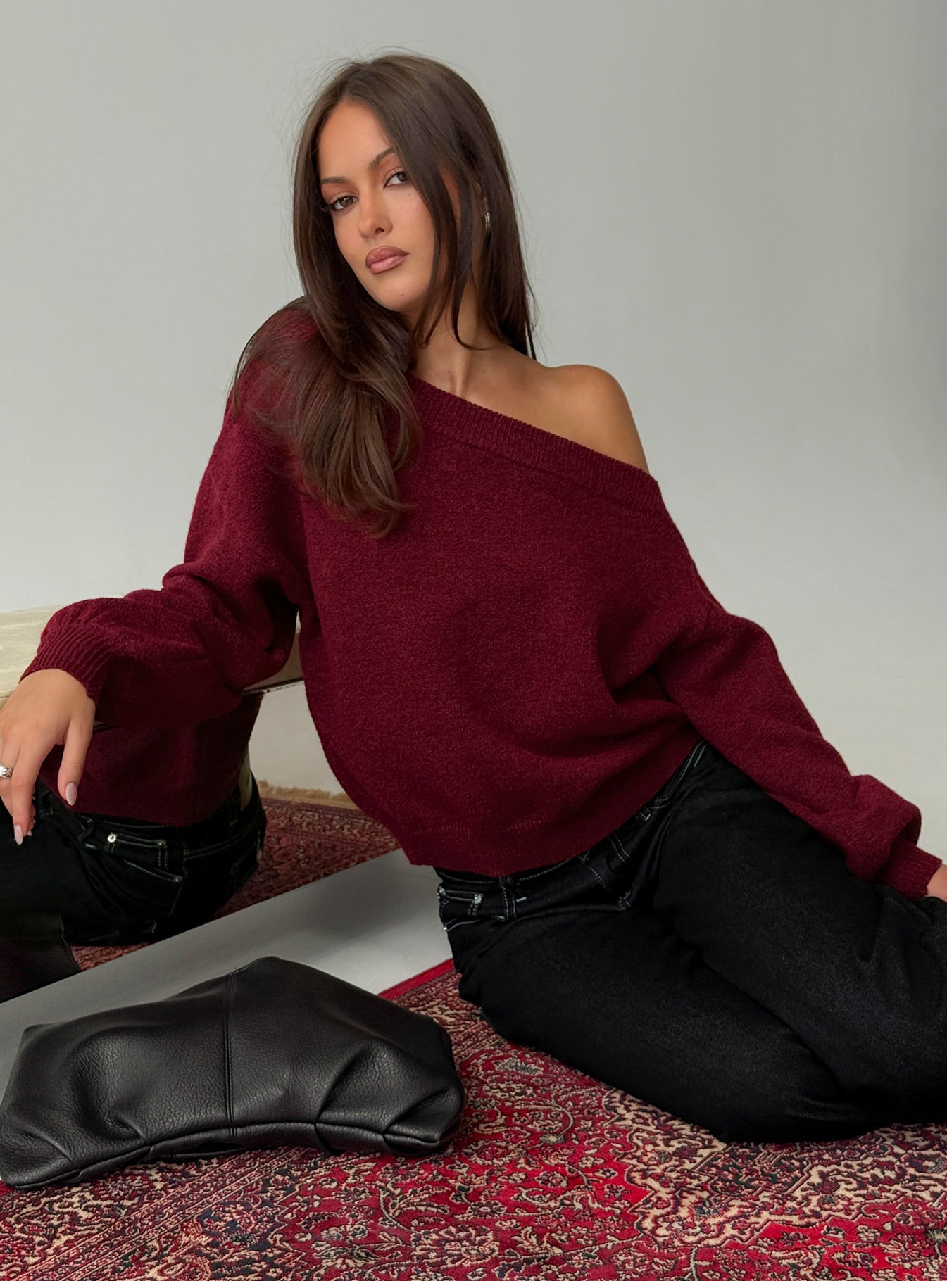 Noble Off The Shoulder Sweater Red-Vipp Girl