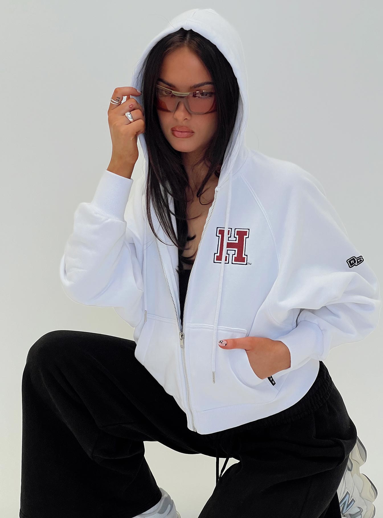 Harvard Raglan Zip Up White / Red-Vipp Girl