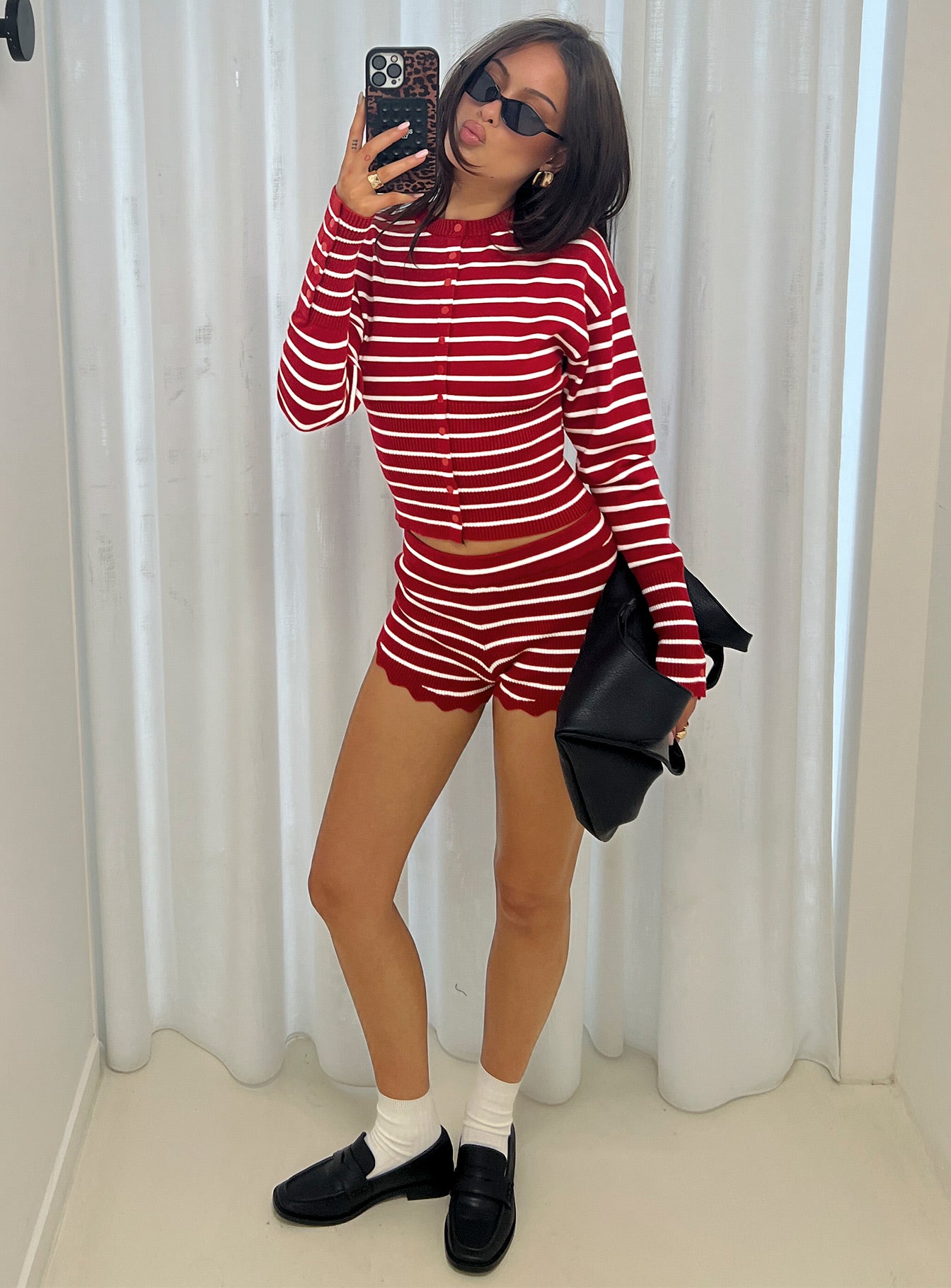 Head In The Clouds Cardigan Crimson Stripe-Vipp Girl