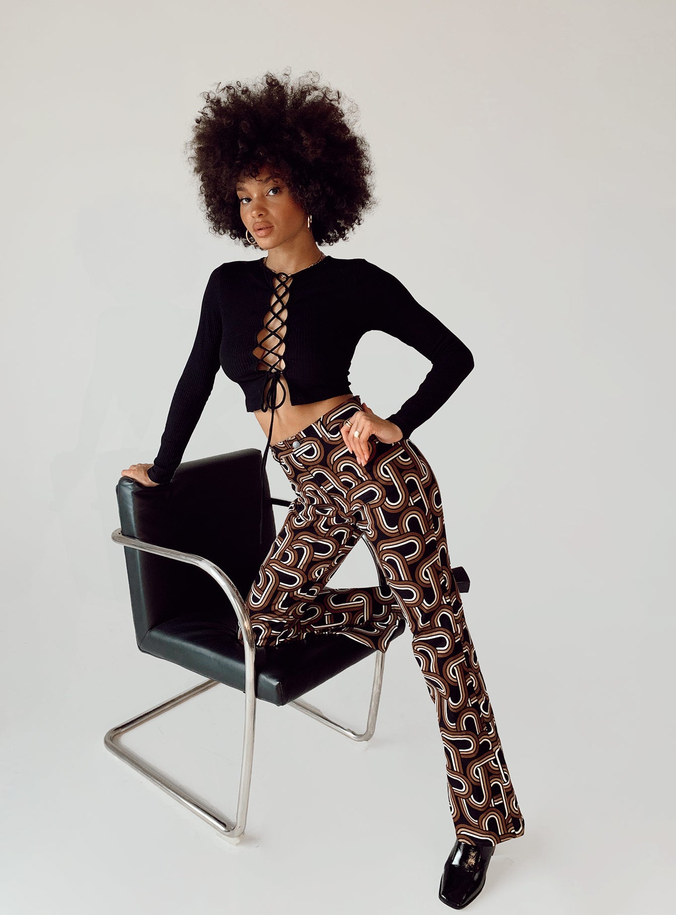 Motel Zoven Trouser Tonal Interlink Black-Vipp Girl