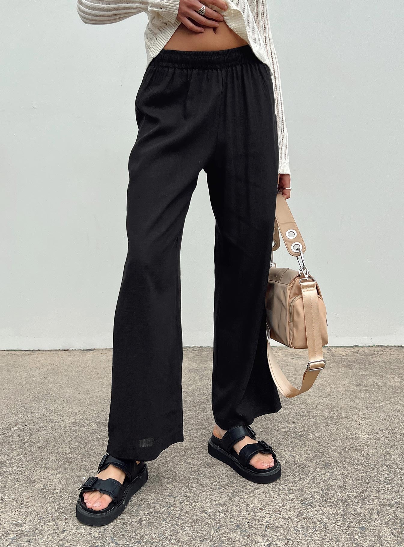 Louis Linen Blend Pants Black-Vipp Girl