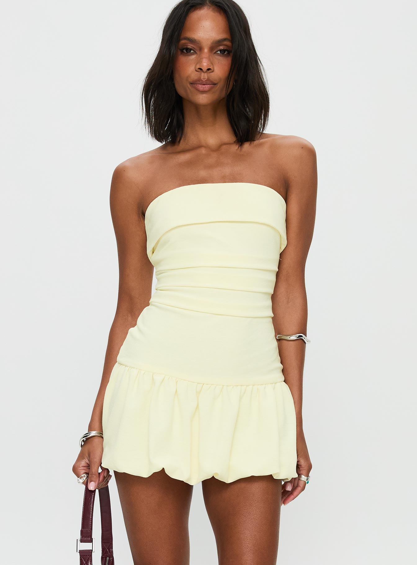Mousse Strapless Mini Dress Lemon Tall-Vipp Girl
