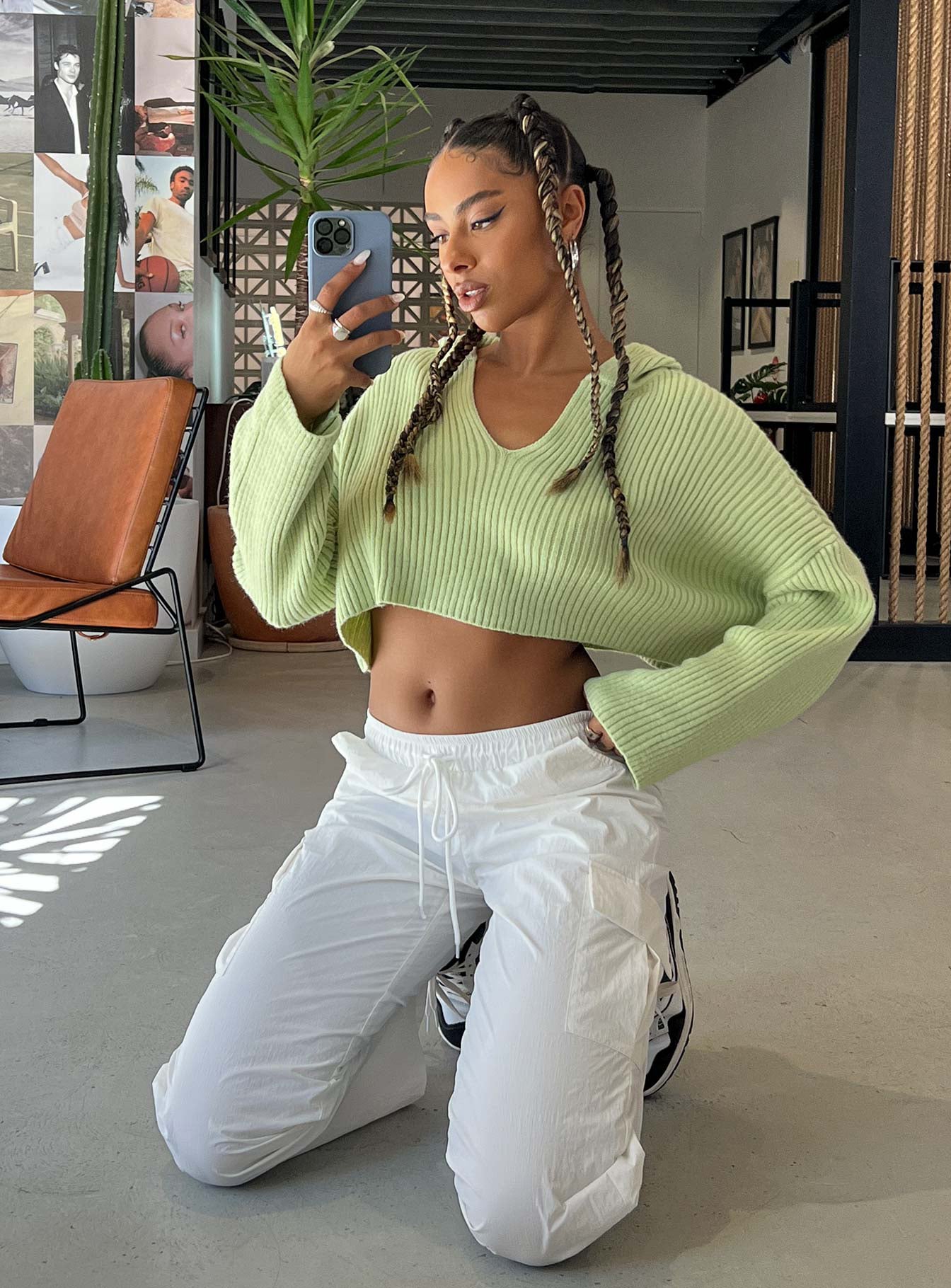 Benson Cropped Sweater Green-Vipp Girl