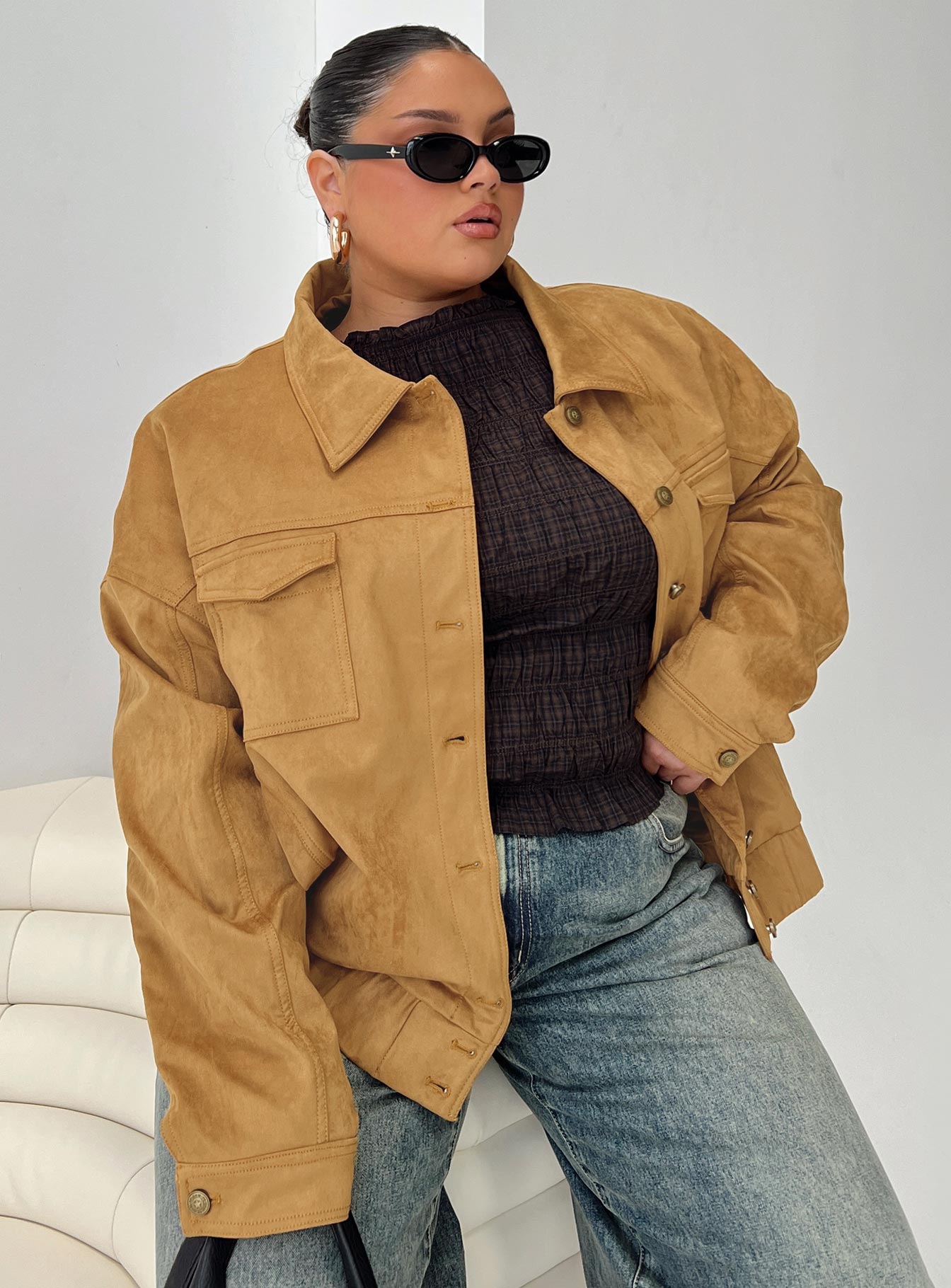 Ristretto Faux Suede Bomber Brown-Vipp Girl