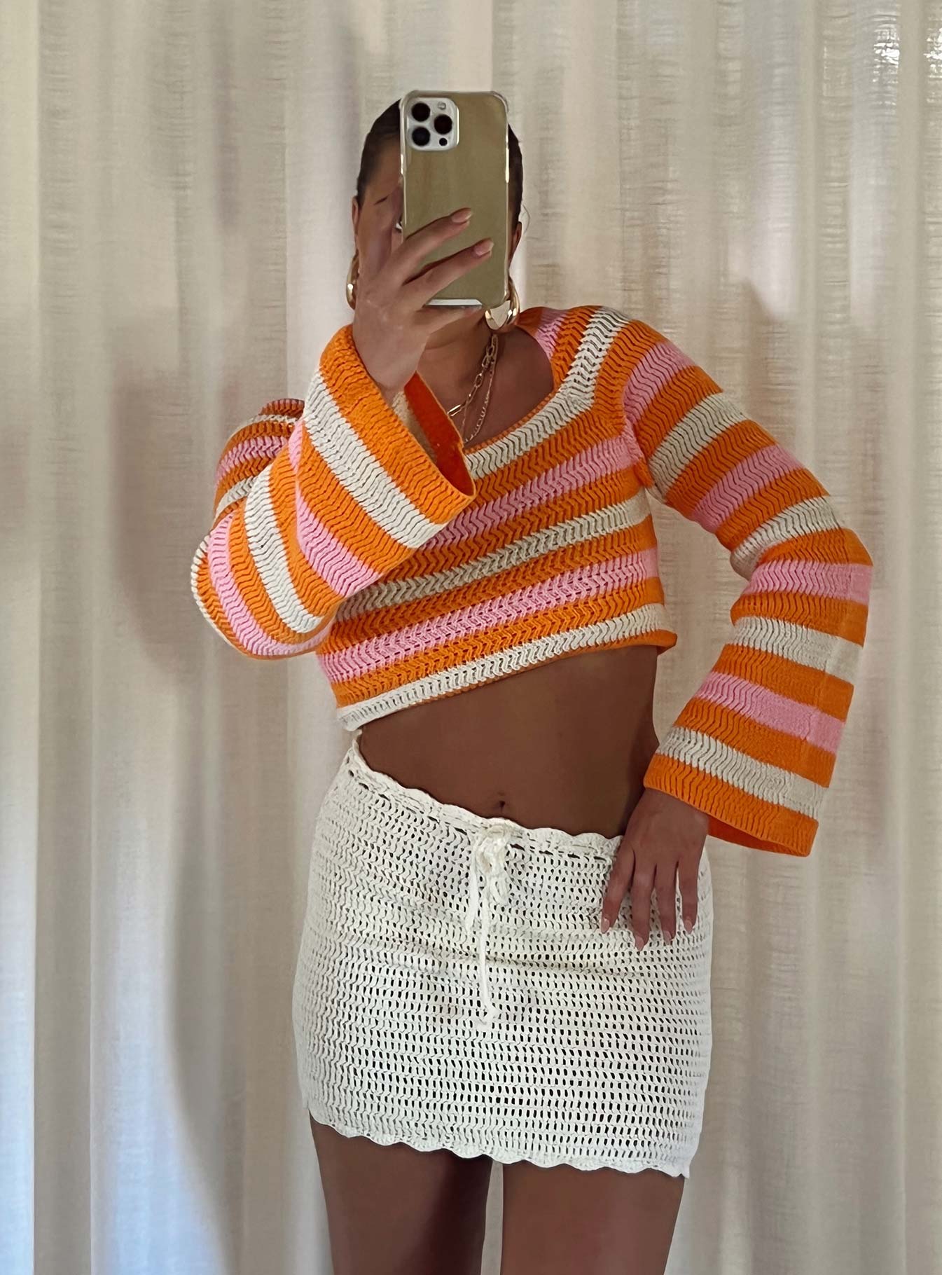 Mirrabook Crochet Mini Skirt White-Vipp Girl