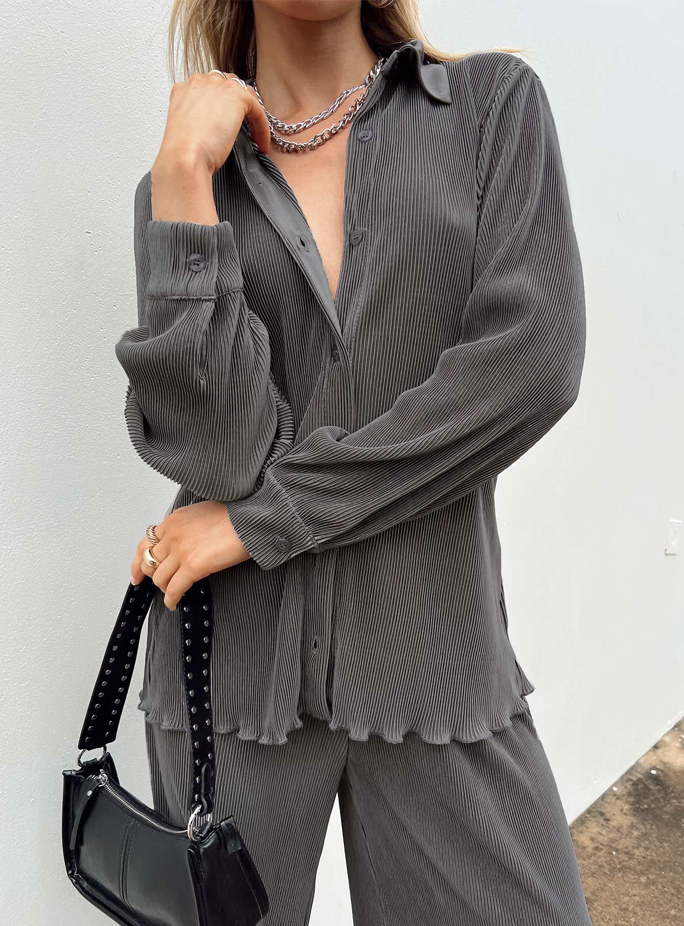 Cartmore Plisse Top Charcoal-Vipp Girl