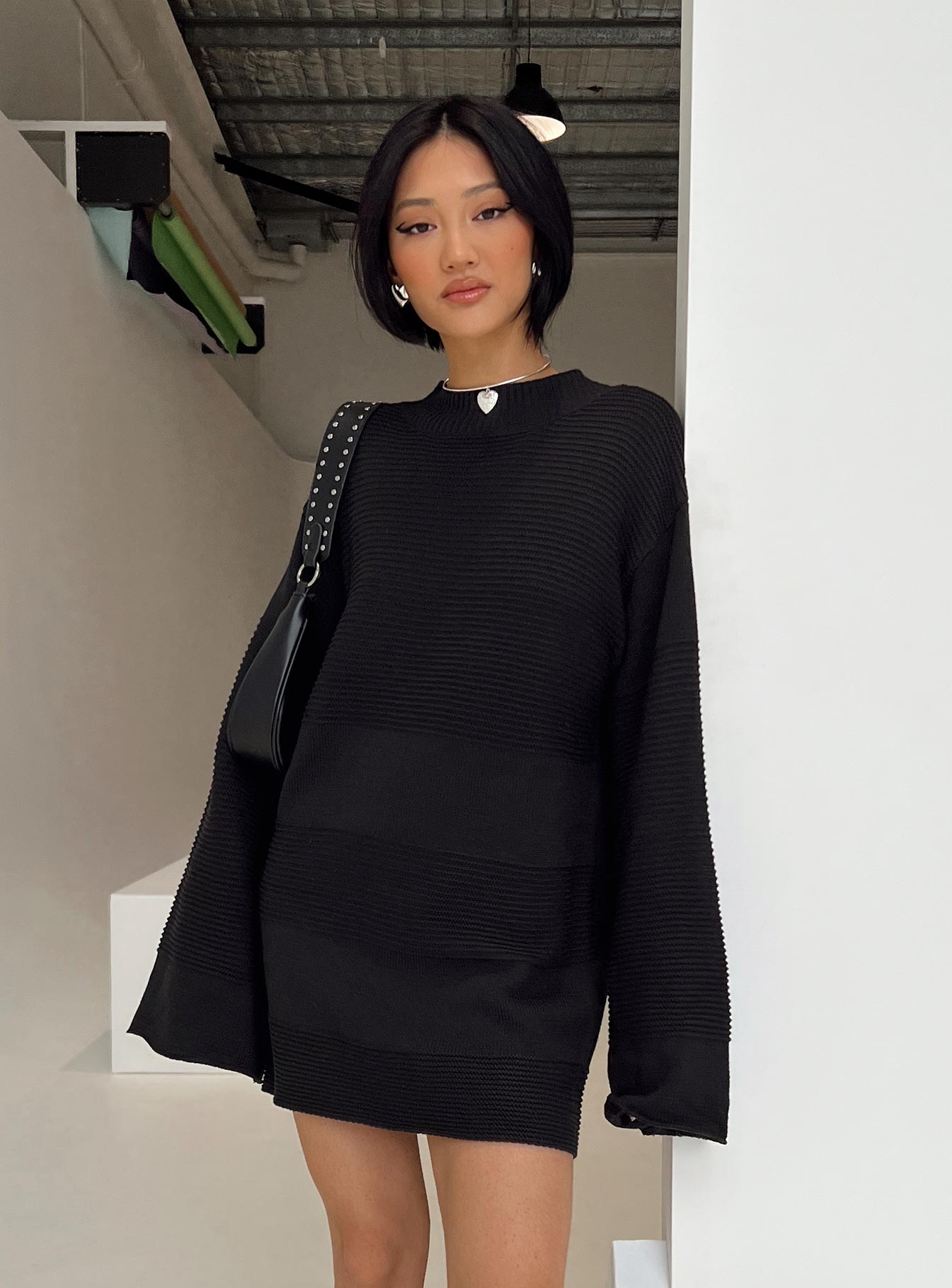 Cheyenne Knit Sweater Dress Black-Vipp Girl