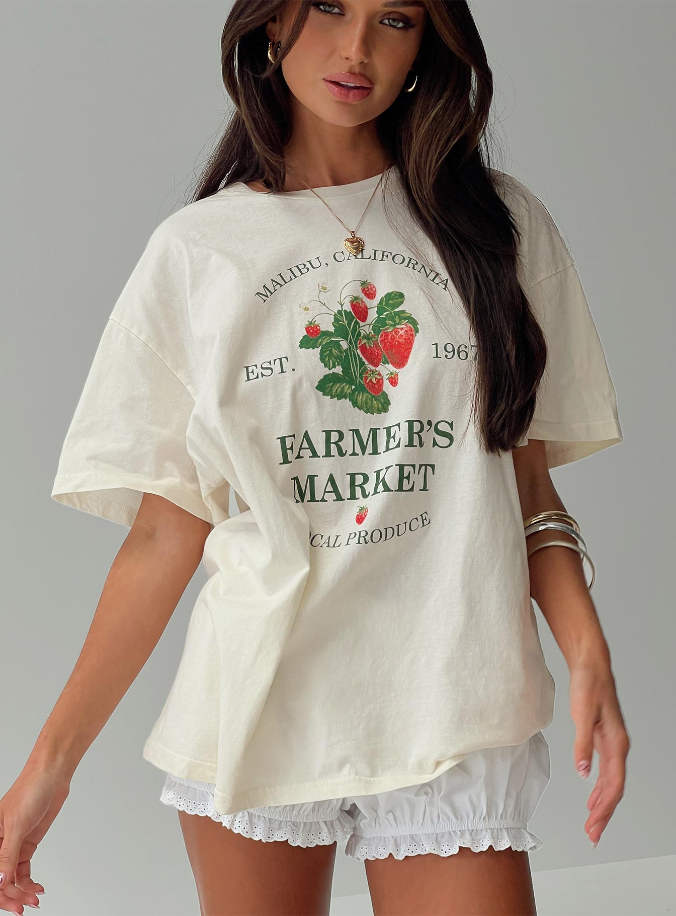 Local Produce Oversized Tee White-Vipp Girl