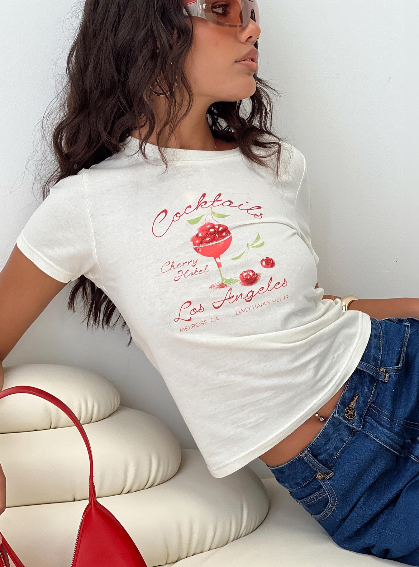 Cherry Cocktails Tee Cream-Vipp Girl