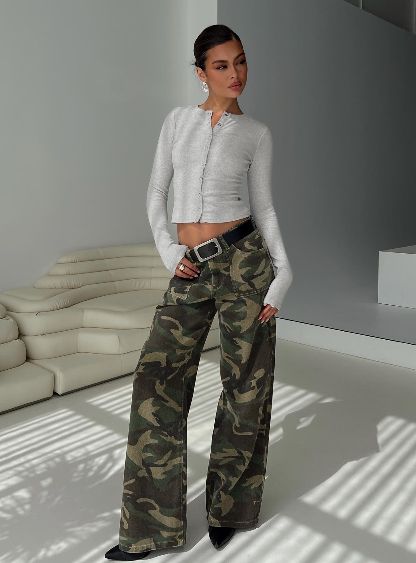 Briony Mid Rise Wide Leg Jeans Camouflage-Vipp Girl