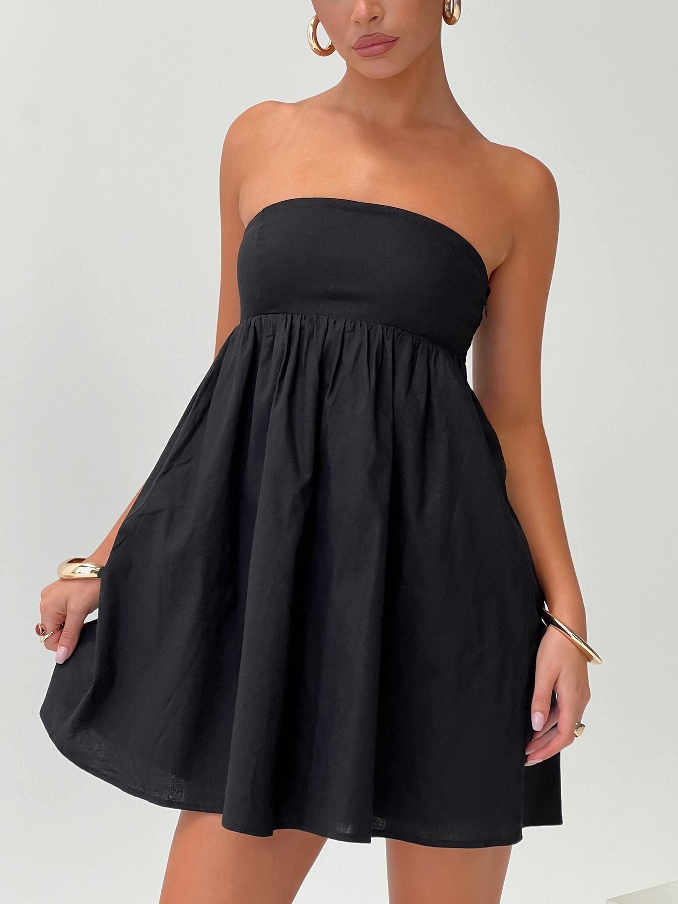 Osment Strapless Mini Dress Black-Vipp Girl