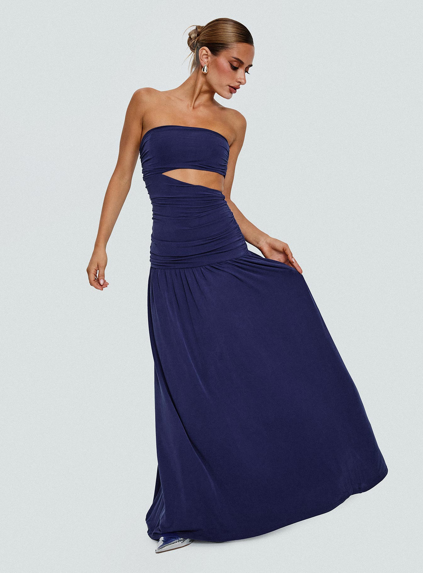 Grandeur Strapless Maxi Dress Navy-Vipp Girl