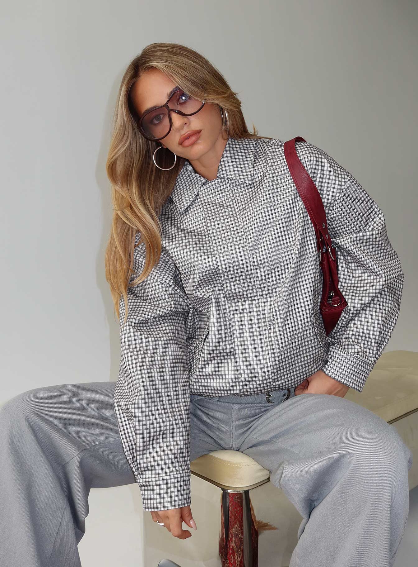 Kenny Bomber Jacket Cream Check-Vipp Girl