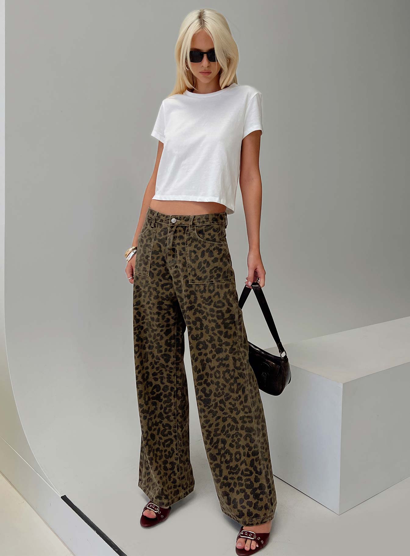 Briony Low Rise Wide Leg Jean Leopard-Vipp Girl