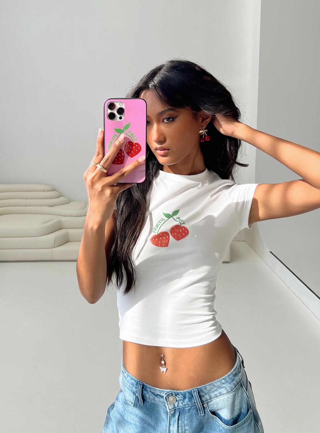 Cherry On Top Baby Tee White-Vipp Girl